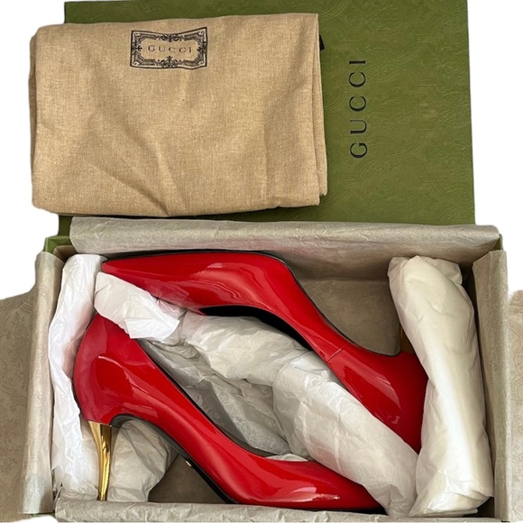 ⛔️ SOLD ⛔️ NEW Gucci Women's Priscilla Patent Leather Pointed-Toe Pumps 39 Red - Picture 11 of 13